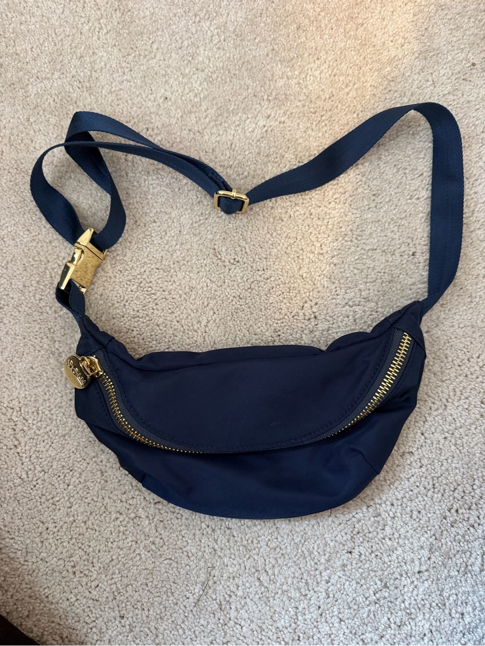 Navy Blue Stoney Clover Crossbody Belt Bag/ Fanny Pack with Gold Hardware